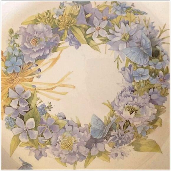 Marjolein Bastin Natures Sketchbook Plate LARGE Hallmark Butterfly Flower Wreath - Picture 9 of 13